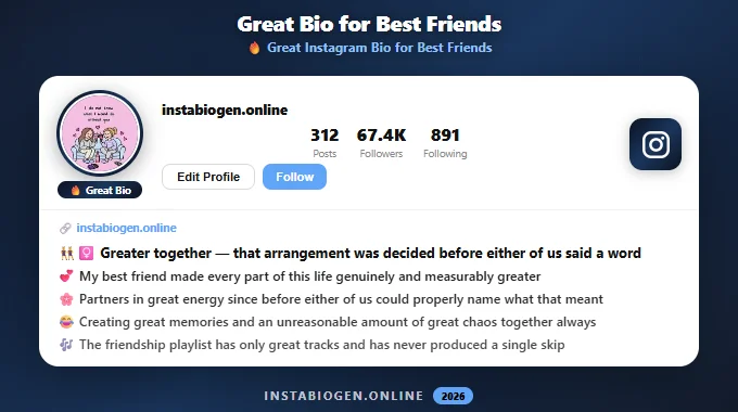Great Instagram Bio for Best Friends